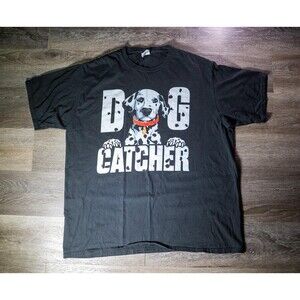 Dog Catcher‎ Shirt Mens XL Black Dalmatian Graphic Tee T-Shirt Funny Dog Novelty